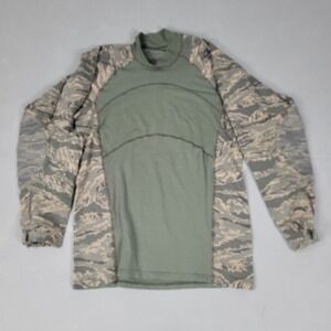 Massif Airman Battle Shirt Mens Large Green FR Flame Resistant Tiger Stripe Camo